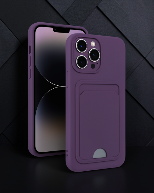 iPhone 13 Pro Kılıf Kelvin Kartvizitli Silikon - Derin Mor