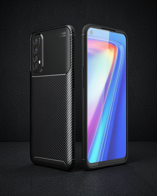Realme 7 Kılıf - Auto Focus Karbon Kapak - Siyah