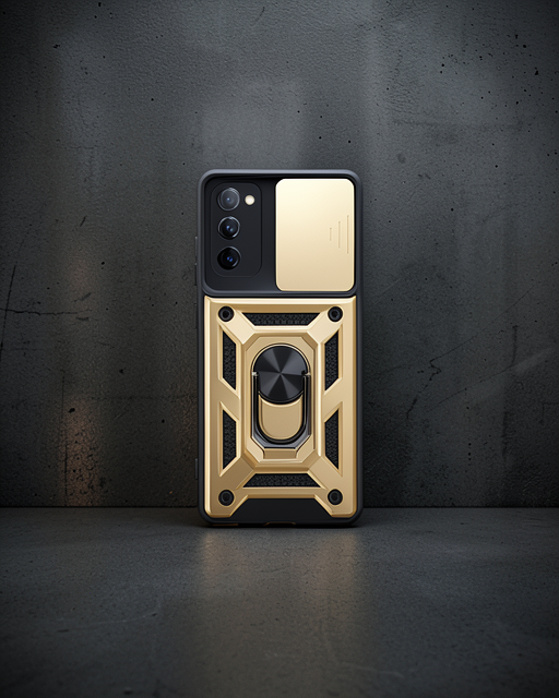Samsung Galaxy S20 FE Kılıf Pars Lens Yüzüklü Silikon - Gold