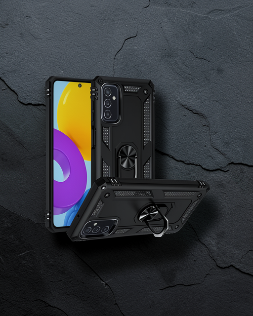 Samsung Galaxy M52 5G Kılıf Sofya Yüzüklü Silikon Kapak - Siyah