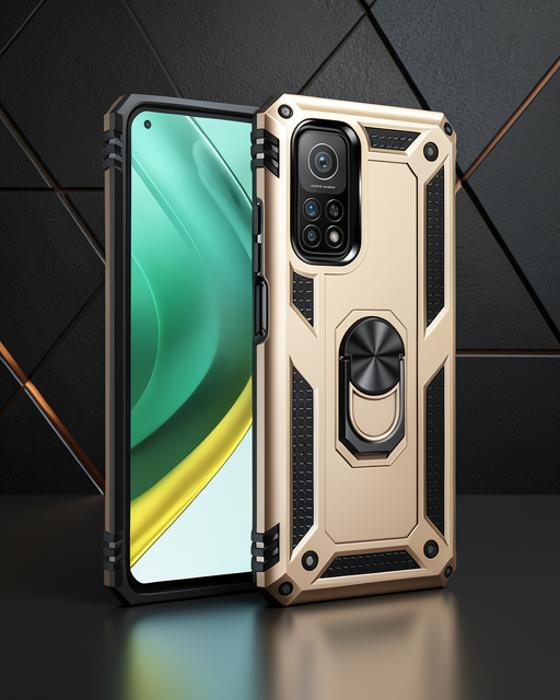 Xiaomi Mi 10T Pro Kılıf - Sofya Yüzüklü Silikon Kapak - Gold