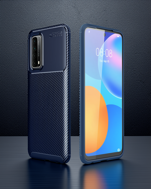Huawei P Smart 2021 Kılıf - Auto Focus Karbon Kapak - Lacivert