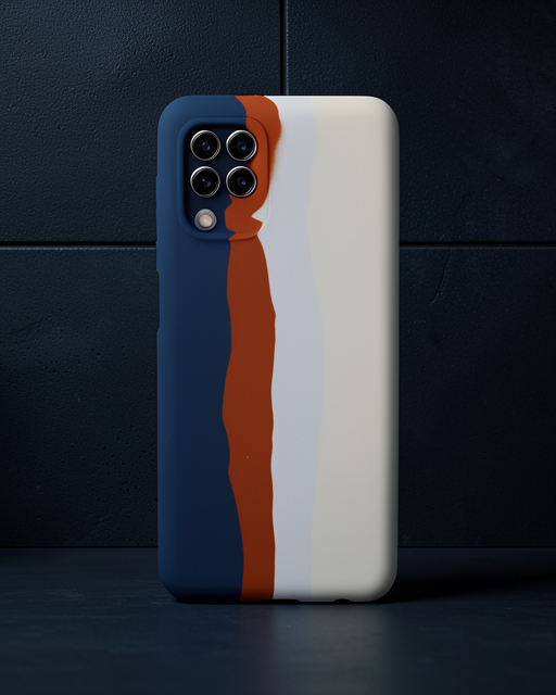 Samsung Galaxy A22 Kılıf Ebruli Lansman Silikon - Lacivert-krem