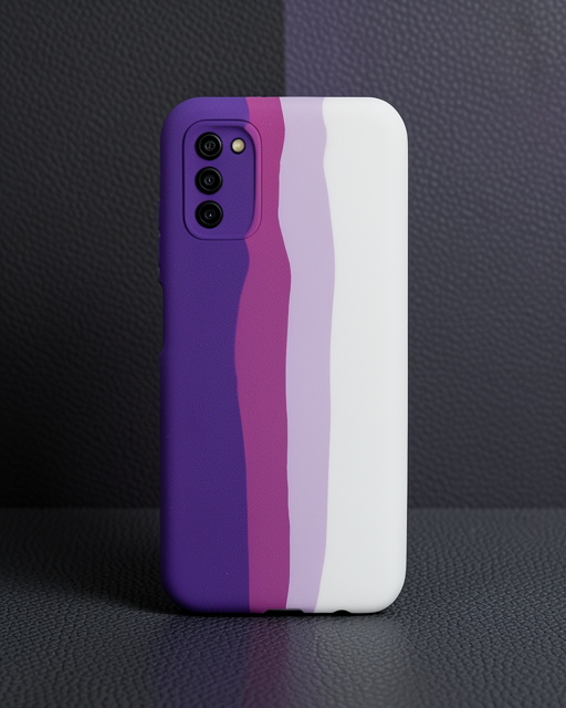 Samsung Galaxy A03S Kılıf Ebruli Lansman Silikon - Mor Beyaz