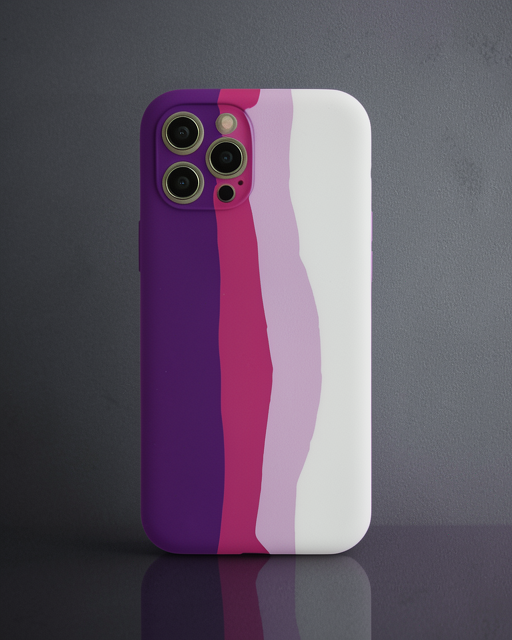 iPhone 12 Pro Max Kılıf Ebruli Lansman Silikon - Mor Beyaz