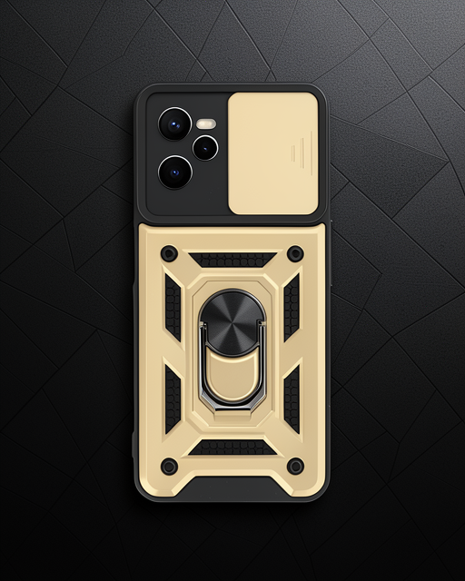 Realme C35 Kılıf Pars Lens Yüzüklü Silikon - Gold