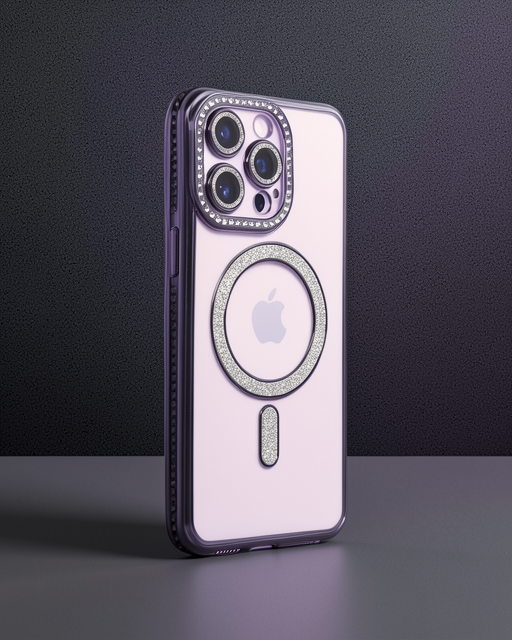 iPhone 14 Pro Kılıf Joke Simli Magneticsafe - Derin Mor