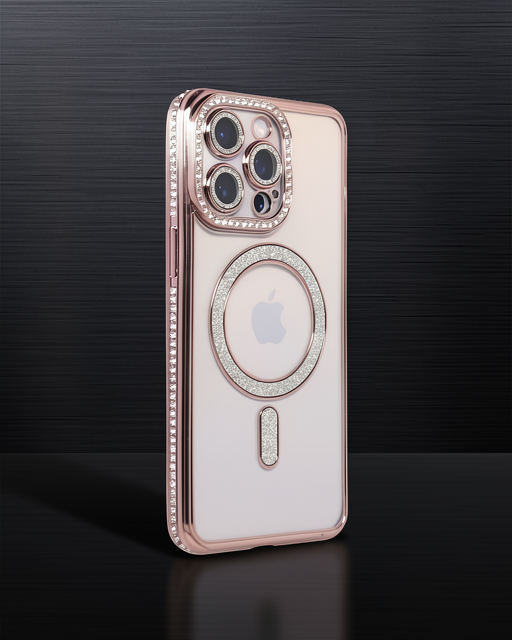 iPhone 14 Pro Max Kılıf Joke Simli Magneticsafe - Pembe