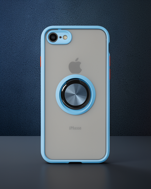 iPhone 7 Kılıf Montreal Yüzüklü Silikon - Buz Mavi