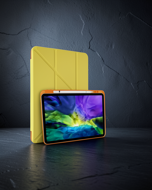 iPad Pro 11 (2018) Kılıf Kalemlikli Mars Tablet Kılıfı - Açık Sarı