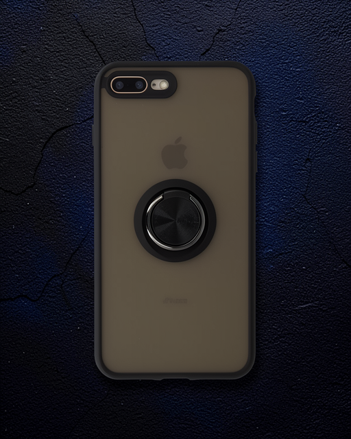 iPhone 7 Plus Kılıf - Montreal Yüzüklü Silikon Kapak - Siyah