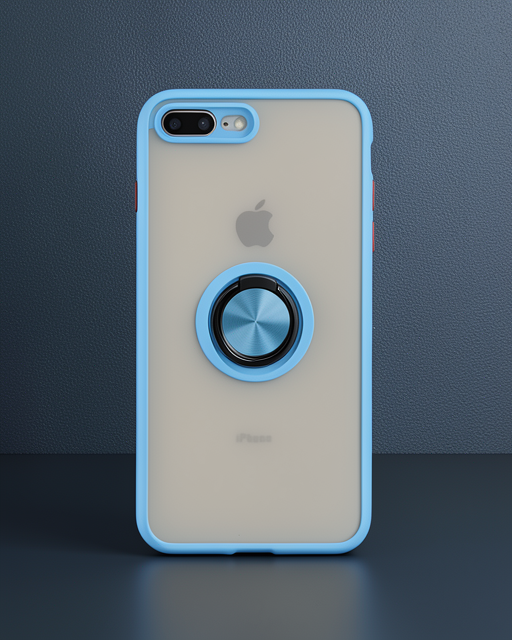 iPhone 7 Plus Kılıf Montreal Yüzüklü Silikon - Buz Mavi