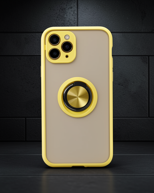iPhone 11 Pro Kılıf - Montreal Yüzüklü Silikon Kapak - Sarı