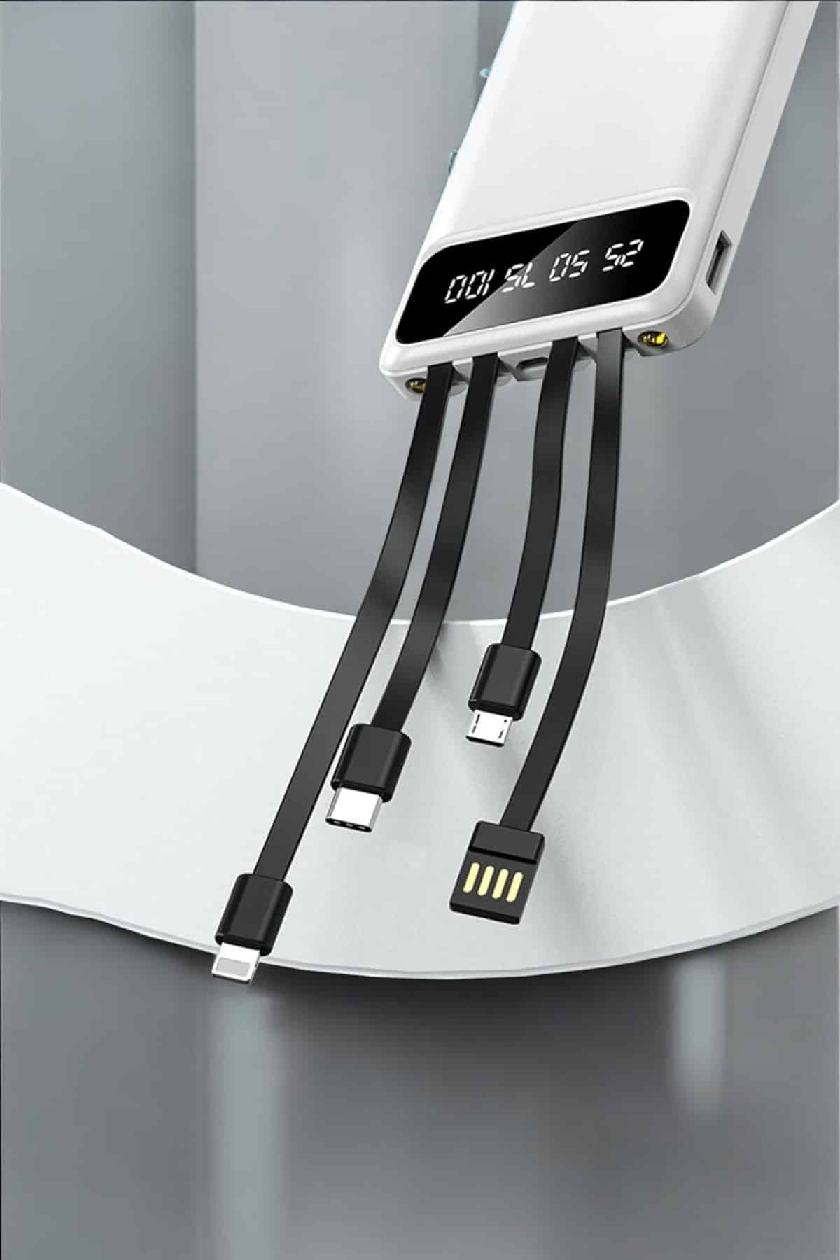 Powerbank 20.000 Mah LCD Ekran USB Lightning Type-C Uyumlu İOS ve Android
