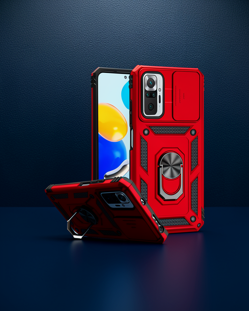 Xiaomi Redmi Note 10 Pro Kılıf - Pars Lens Yüzüklü Silikon - Kırmızı