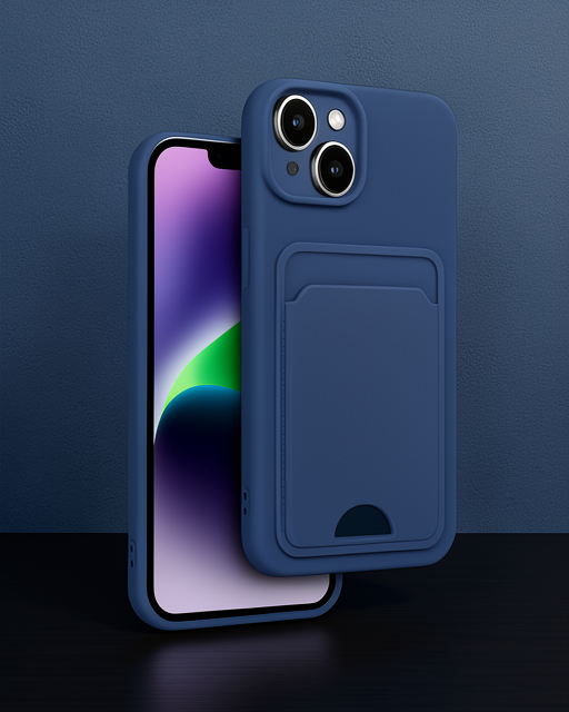 iPhone 14 Kılıf Kelvin Kartvizitli Silikon - Lacivert
