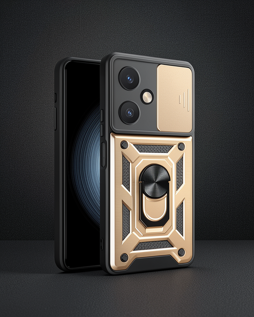 Vivo Y27 Kılıf Pars Lens Yüzüklü Silikon - Gold