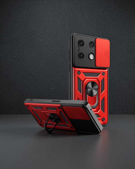 Xiaomi Redmi Note 13 4G Kılıf - Pars Lens Yüzüklü Silikon - Kırmızı
