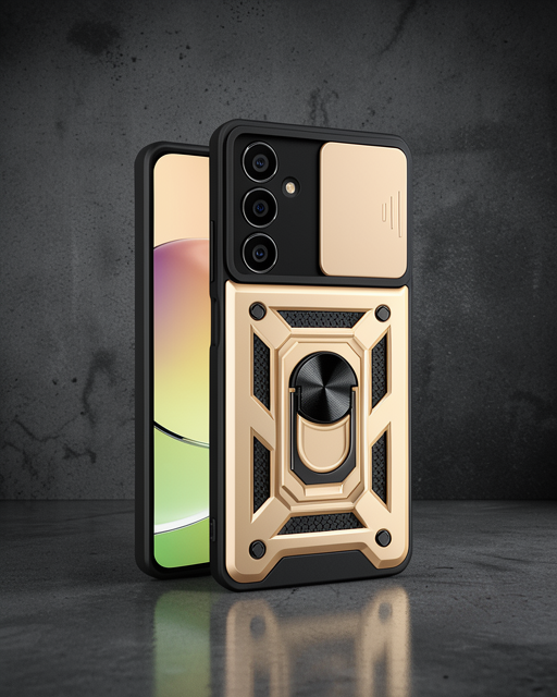 Samsung Galaxy A25 5G Kılıf - Pars Lens Yüzüklü Silikon - Gold