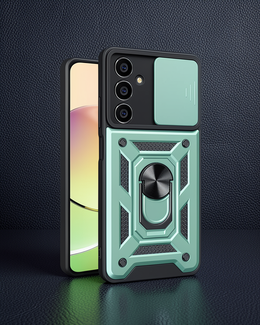 Samsung Galaxy A25 5G Kılıf Pars Lens Yüzüklü Silikon - Yeşil