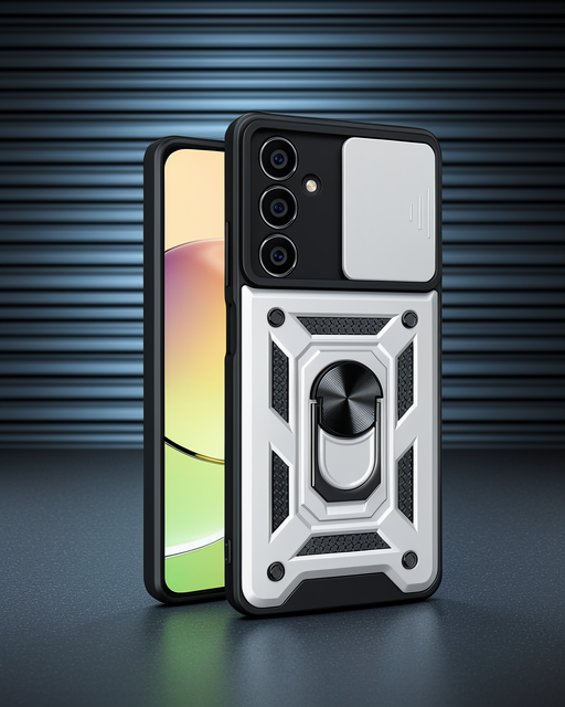 Samsung Galaxy A25 5G Kılıf Pars Lens Yüzüklü Silikon - Gümüş