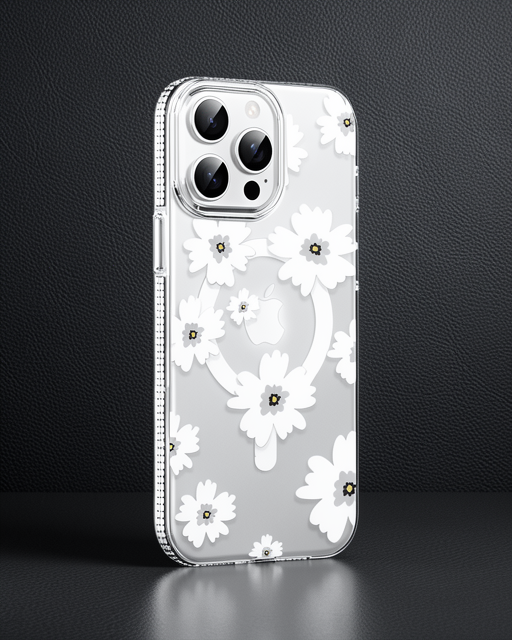 Joko iPhone 15 Pro Floral Magsafe Kılıf - Beyaz