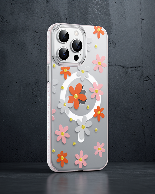 Joko iPhone 15 Pro Floral Magsafe Kılıf - Turuncu