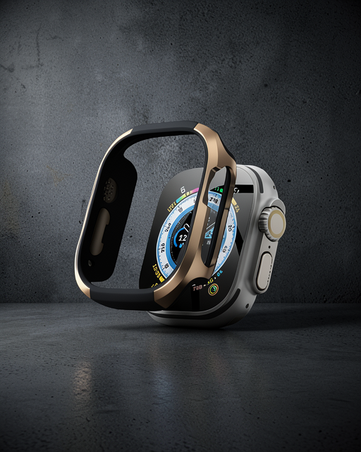 Apple Watch Ultra 49mm Mo-wt3 Alüminyum Camlı Kasa Ekran Koruyucu - Gold