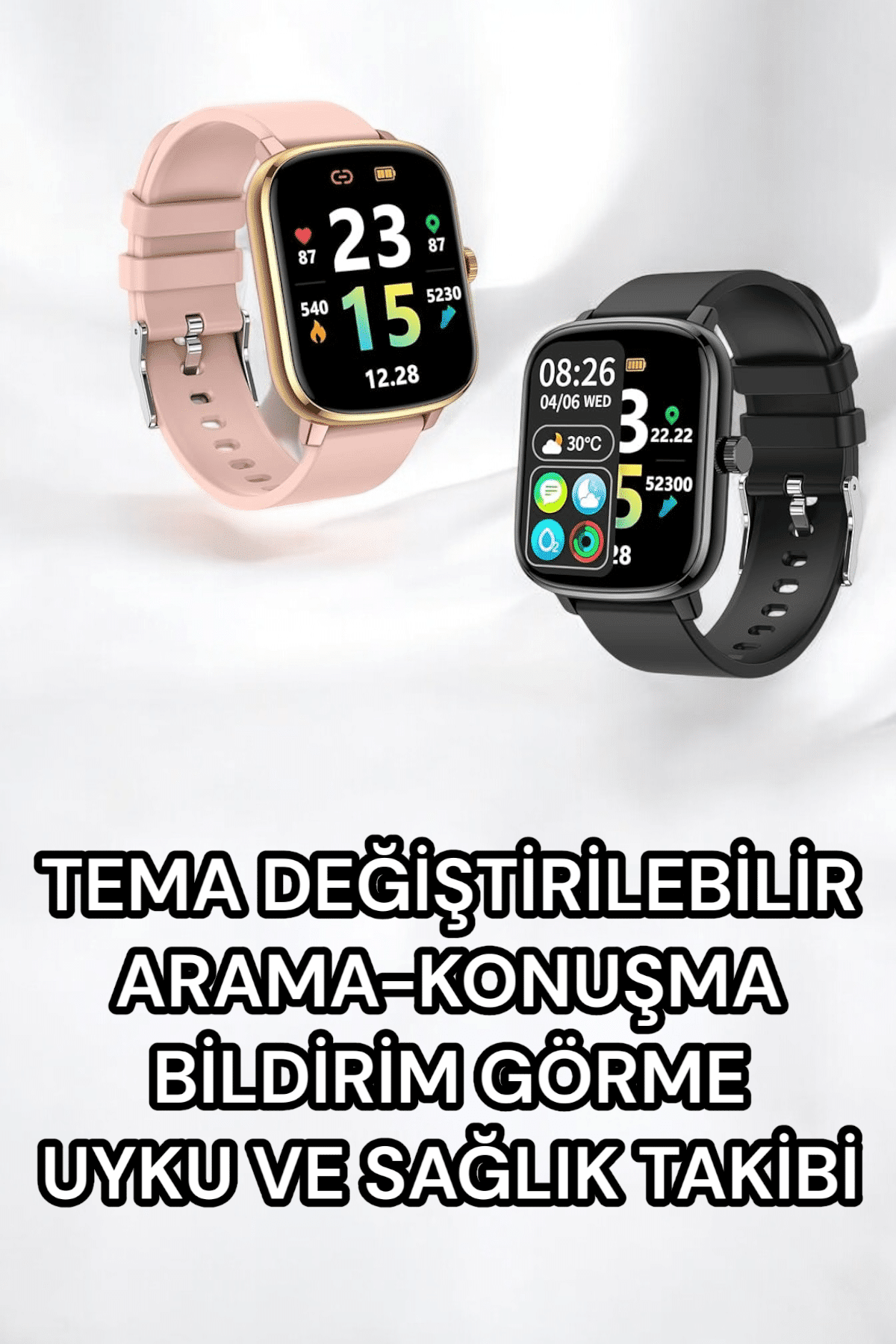 Titreşimli, Sağlık Takipli, Yeni Nesil Akıllı Saat  400mAh Batarya Kapasiteli