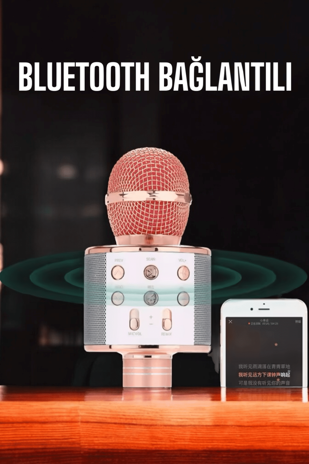 Kablosuz Bluetooth Karaoke Mikrofon USB ve AUX Girişli, Yüksek Ses Kalitesi