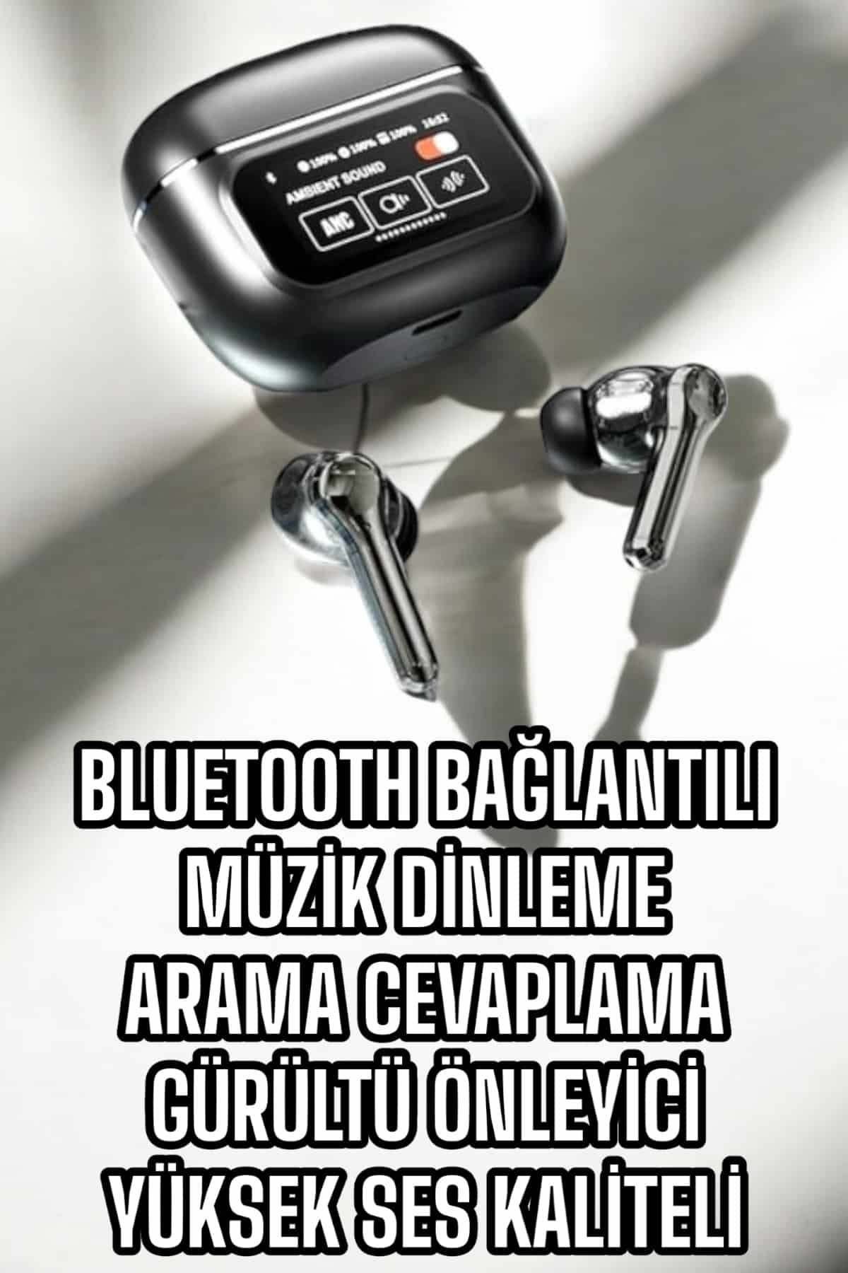 Bluetooth Kulaklık Kablosuz Ekranlı ANC/ENC Destekli Dokunmatik