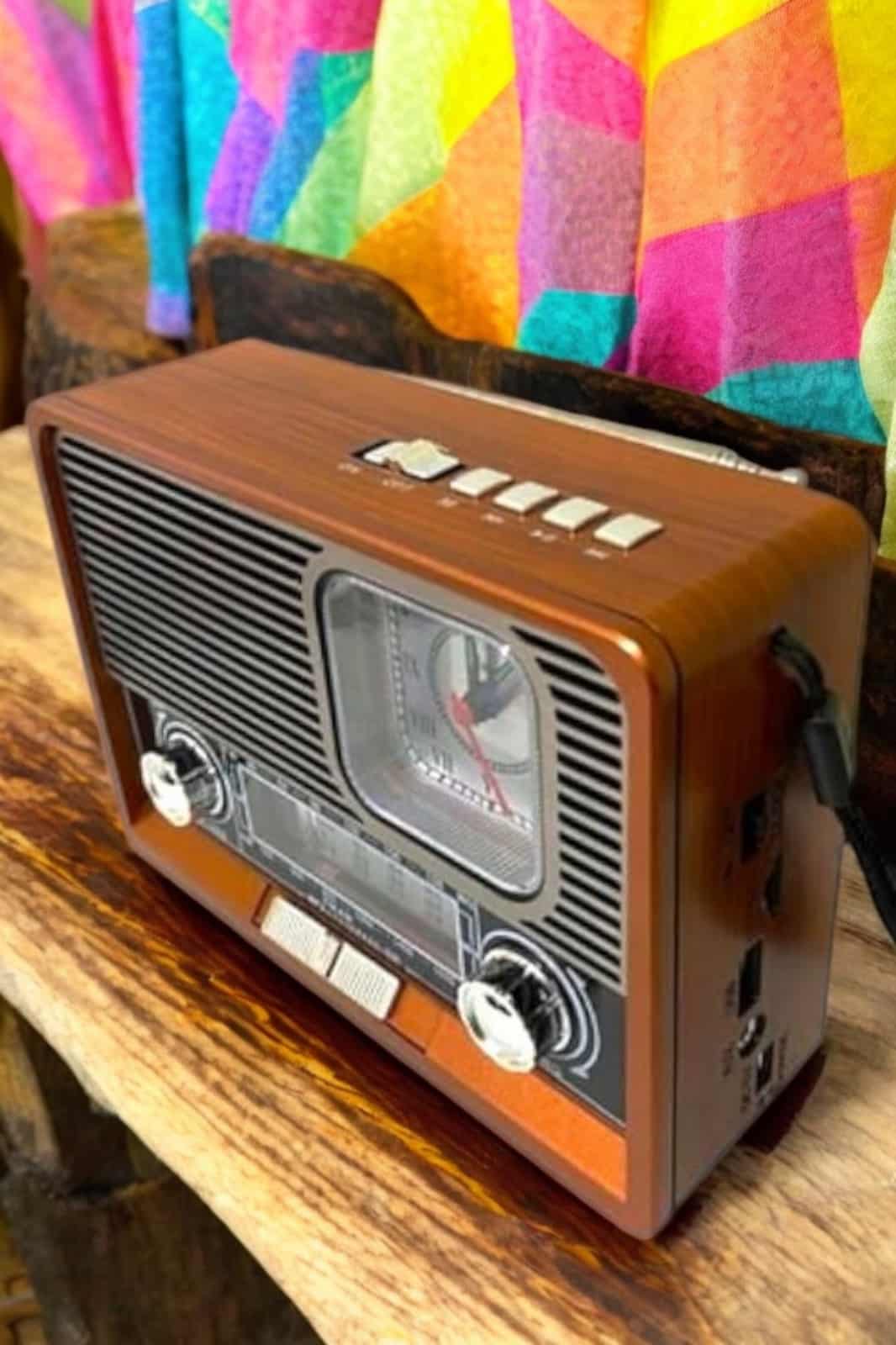 Ahşap Görünümlü Retro Bluetooth Radyo USB,AUX Ve SD Kart Girişli