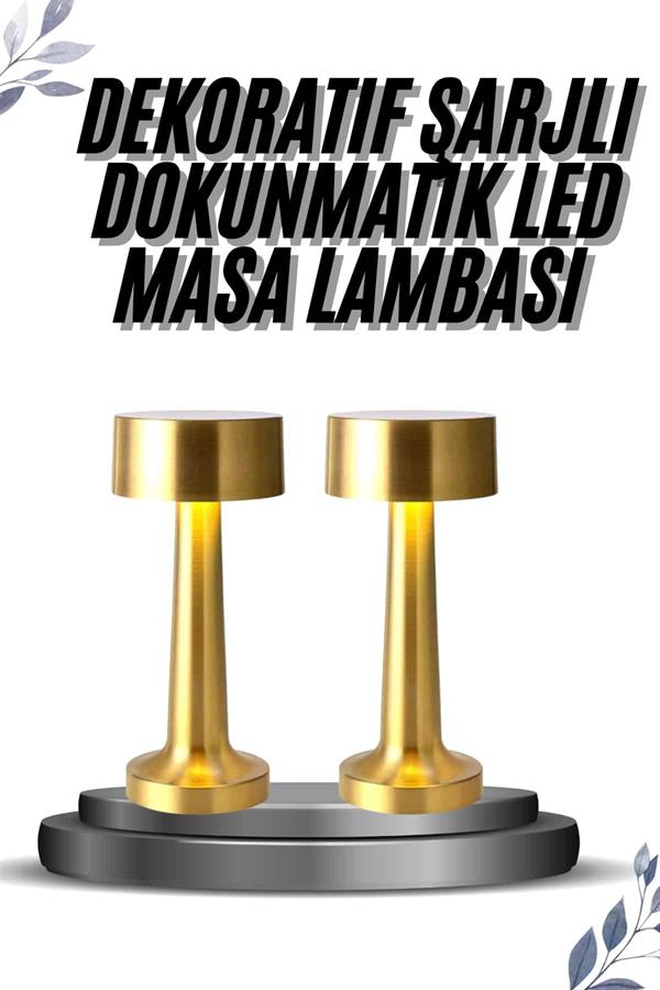 Kablosuz Renkli Masa ve Gece Lambası Altın Rengi Dokunmatik Led Lamba
