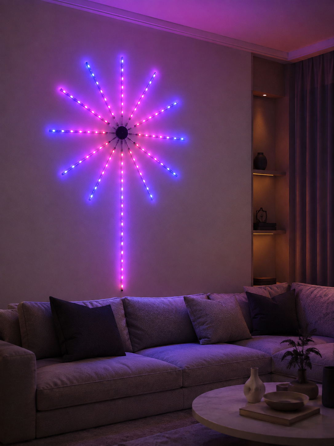 RGB LED Duvar Aydınlatması Telefon Kontrollü Dekoratif Ortam Işığı
