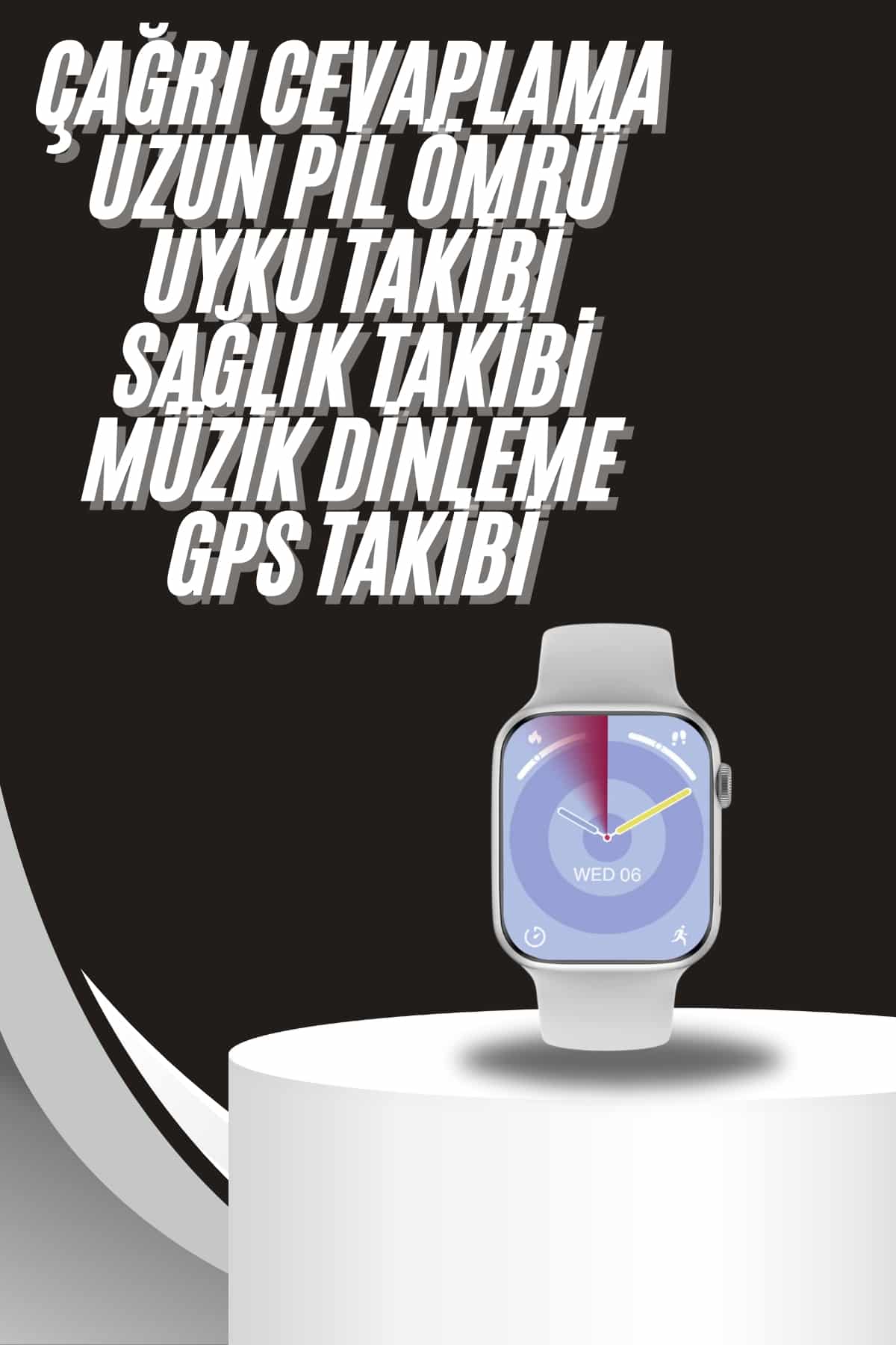Akıllı Saat Gümüş Kasa Bluetooth Kulaklık Hediyeli Çok Fonksiyonlu İkili Set