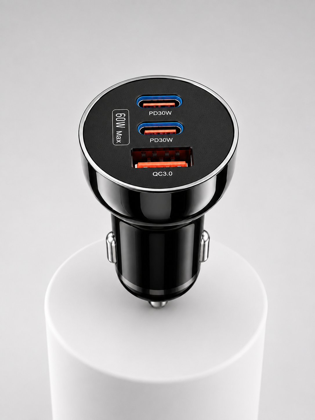 60W Araç Şarj Cihazı Çift Type-C PD ve USB QC3.0 Hızlı Şarj Adaptörü