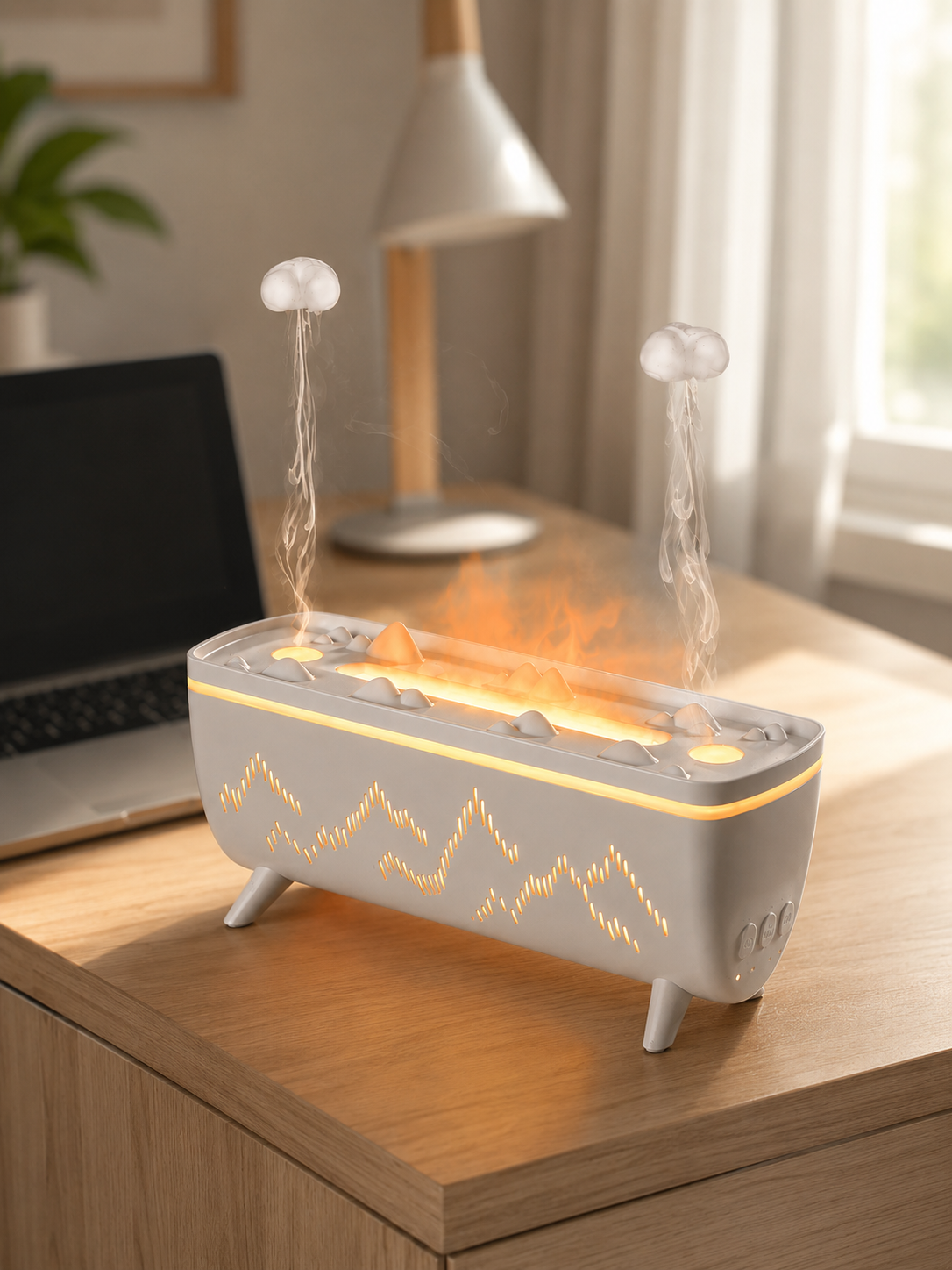 Ultrasonik Hava Nemlendirici Aromaterapi Difüzörü Jöle Yağmur Efektli LED Işıklı 280 ML