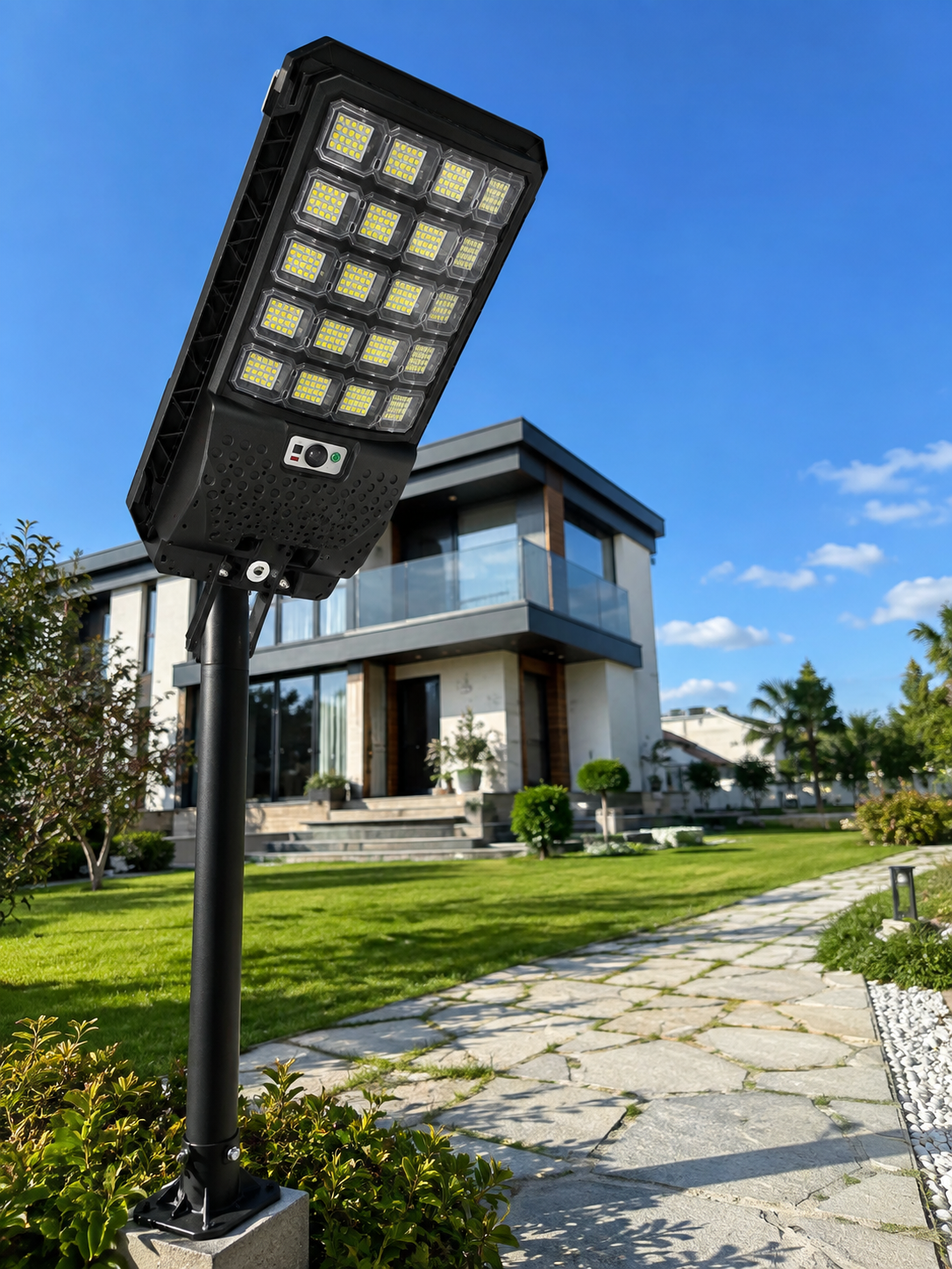 Solar LED Bahçe Lambası Hareket Sensörlü Uzaktan Kumandalı Dış Mekan Aydınlatma