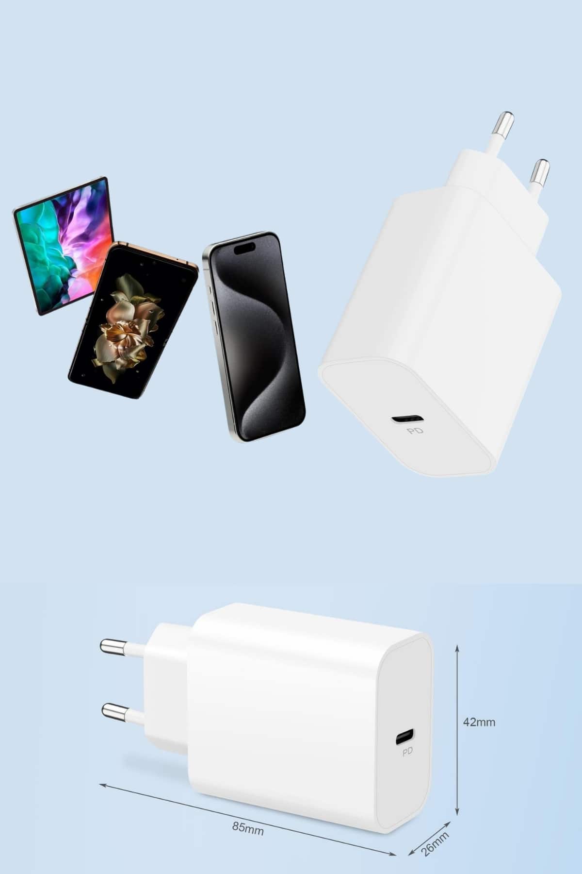 15/Pro/Pro Max 20W İOS Uyumlu Hızlı Şarj Aleti Adaptörlü Beyaz