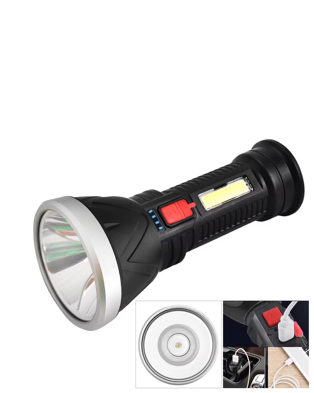 Şarjlı LED El Feneri 9 LED Güçlü Işık ve 4 Modlu Kullanım