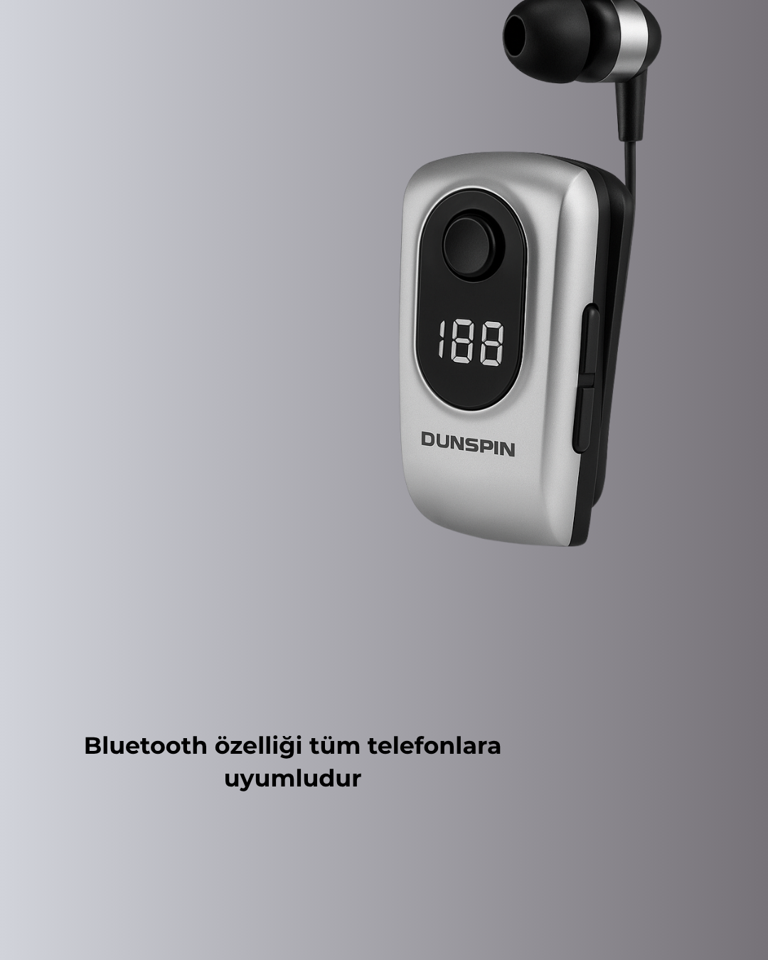 Profesyonel Bluetooth Kulaklık – Klipsli, Titreşimli, Dijital Göstergeli