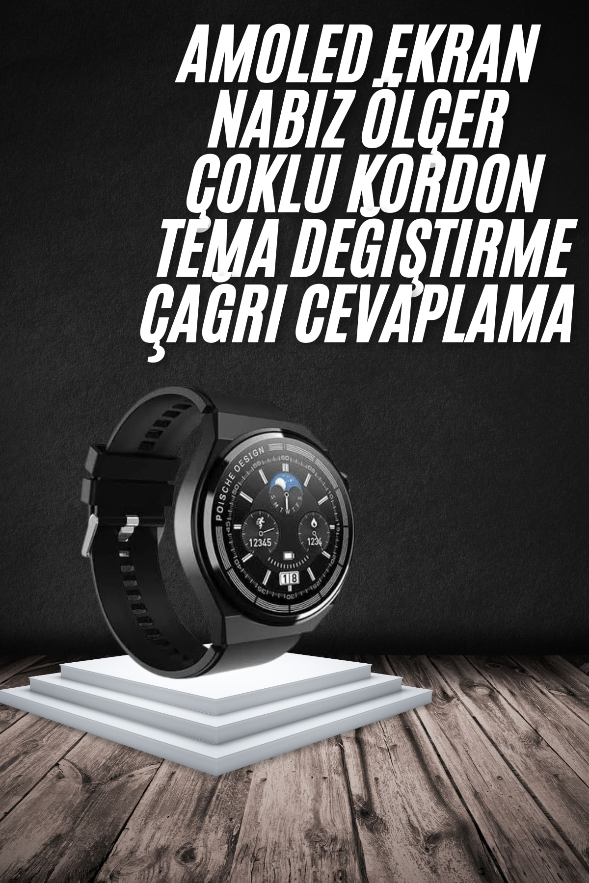 En Çok Tercih Edilen Akıllı Saat Amoled Ekran Nabız Sensörü GPS Uyumlu Adımsayar