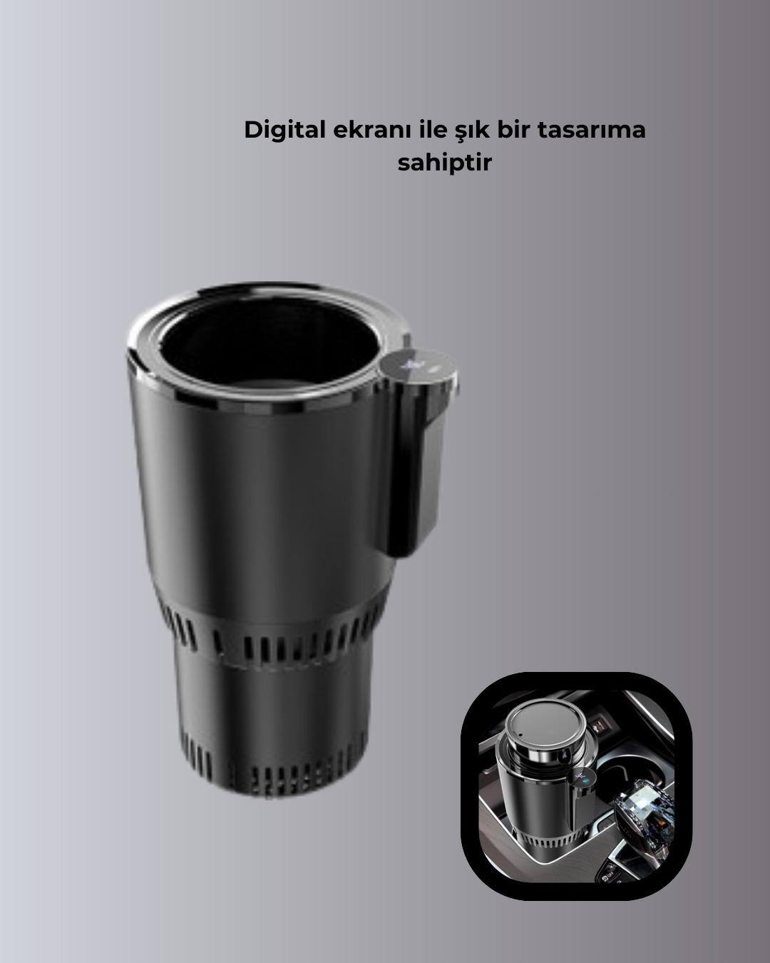 Araba Bardaklığı Isıtma Soğutma Ayarlı Çakmak Girişli Akıllı Model