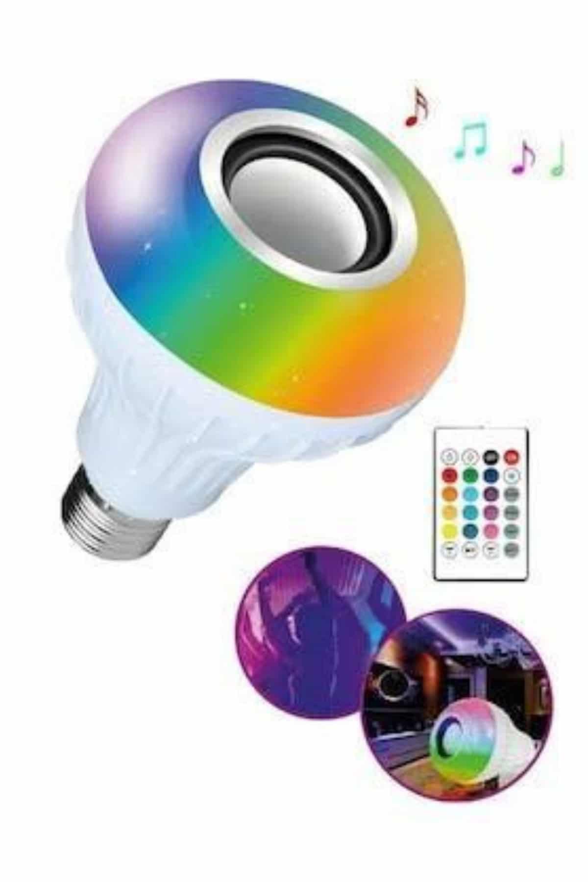 Bluetooth Hoparlör Akıllı Rgb Led Işık Renk Değiştirme Ses Bombası Ampül Görünümlü