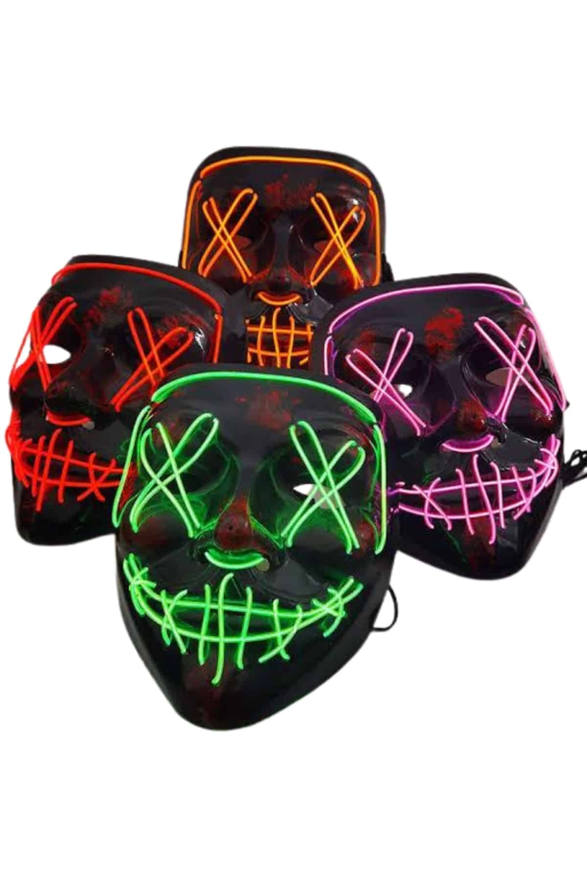 Led Işıklı Neon Maske Cadılar Bayramı Maskesi Korkunç Korku Maskesi