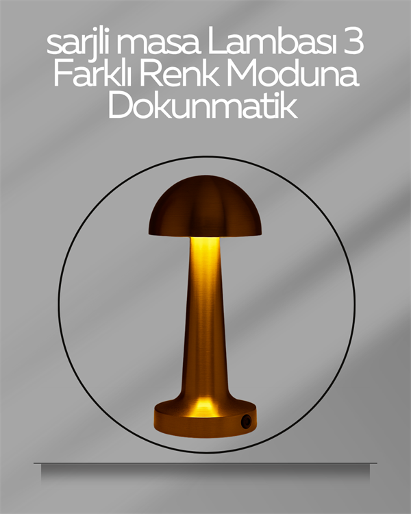 USB Şarjlı Dokunmatik LED Masa Lambası – 3 Renk Modu & Dimmer