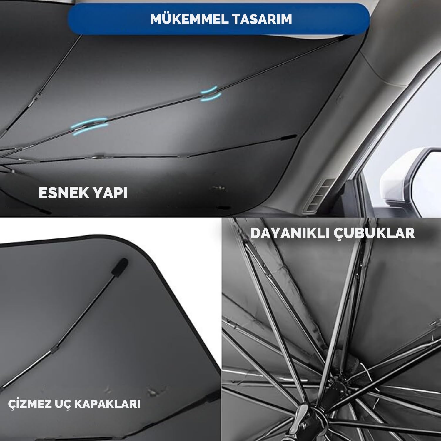 Toyota Yaris, VW Polo, Kia Rio, Fiat Punto, Hyundai Accent Blue Uyumlu Oto Şemsiye
