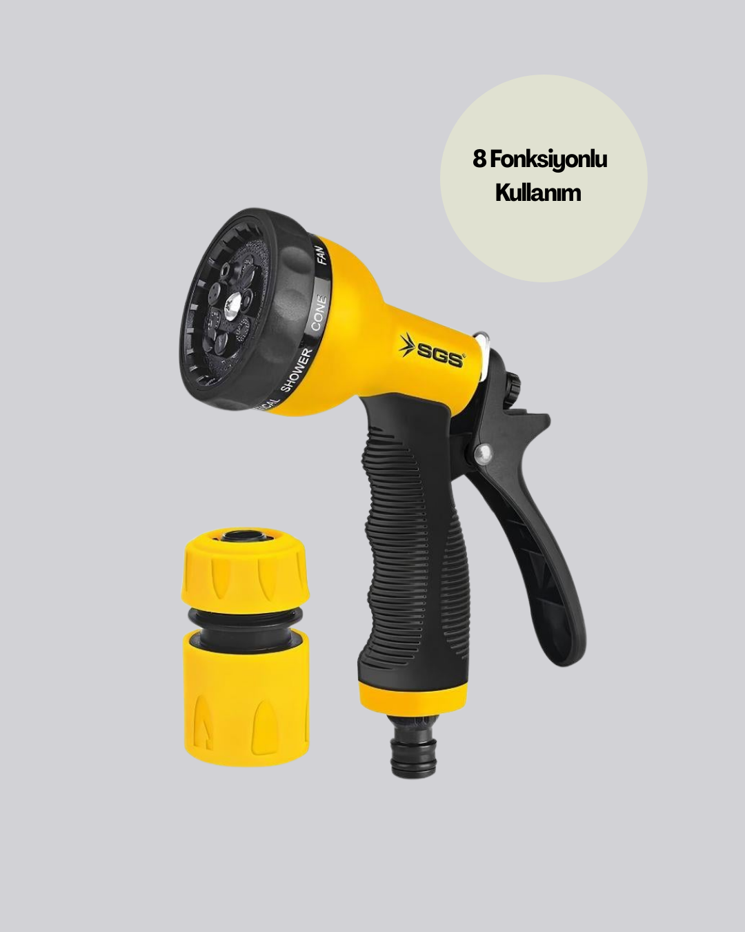 Ayarlanabilir Basınçlı 8 Modlu Bahçe Sulama Tabancası Hortum Aparatı