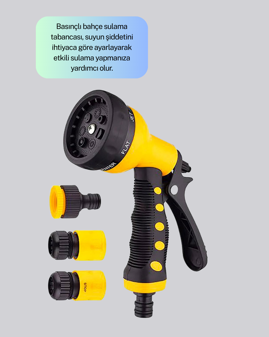 Ayarlanabilir Basınçlı 8 Modlu Bahçe Sulama Tabancası Hortum Aparatı