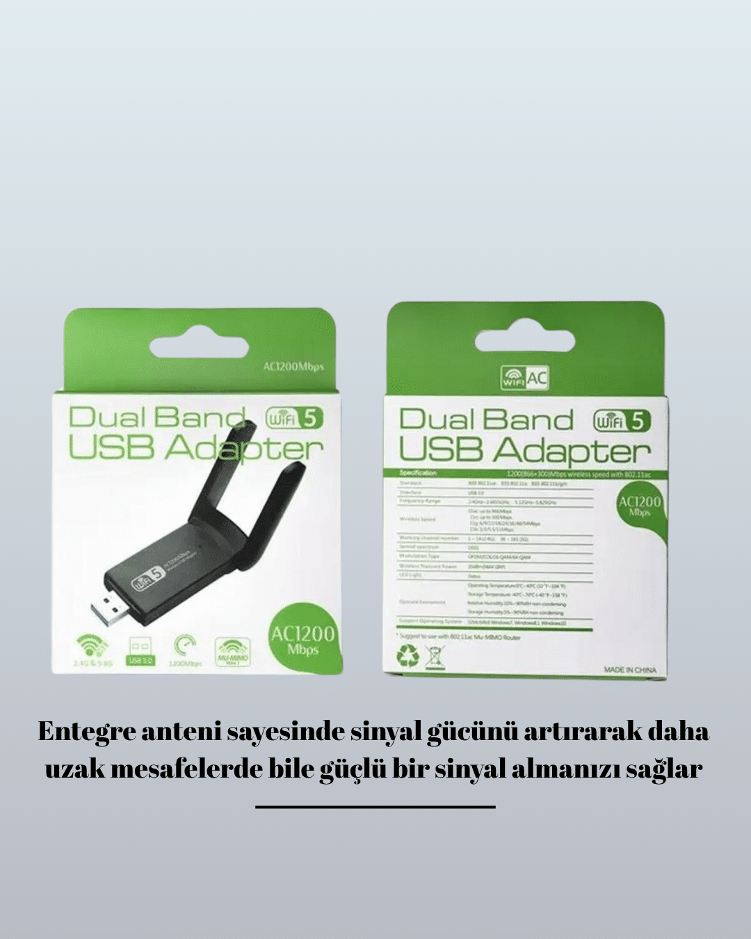USB WiFi Adaptör – 1200 Mbps Hız